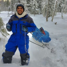 Omar Nimr, University of Oulu, doing wintery field work